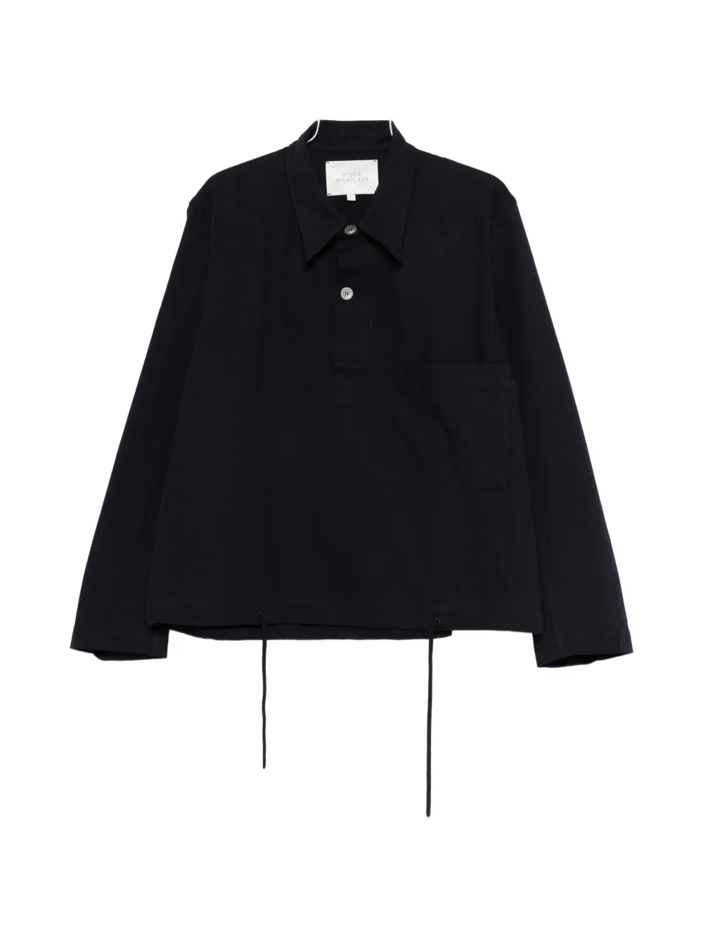 Studio Nicholson drawcord-hem chest-pocket shirt - Blu