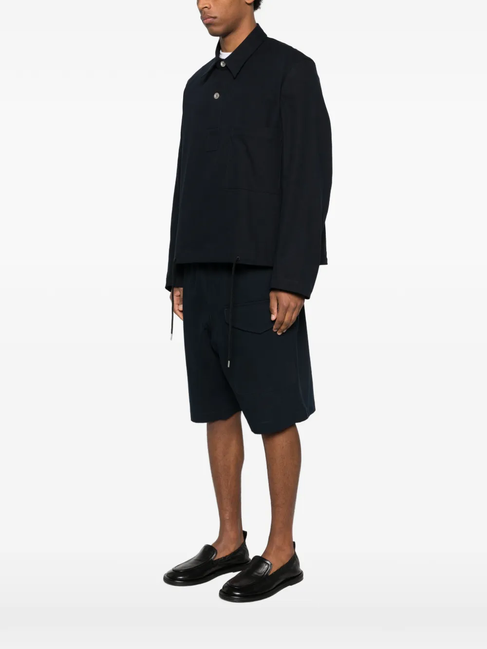  Studio Nicholson Drawcord-hem Chest-pocket Shirt - Blue 