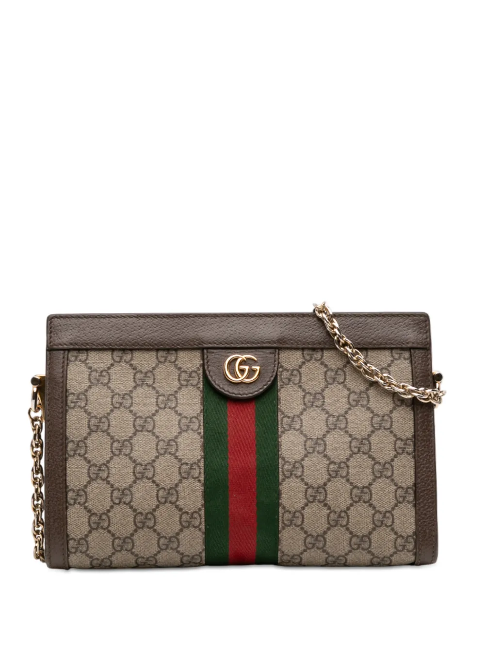 Gucci Pre-Owned 2016-2025 Small GG Supreme Web Ophidia Chain crossbody bag - Marrone