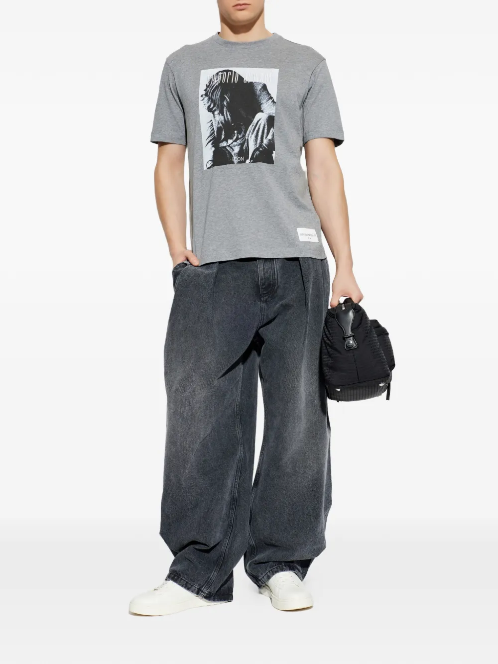 Emporio Armani Katoenen T-shirt met grafische print Grijs