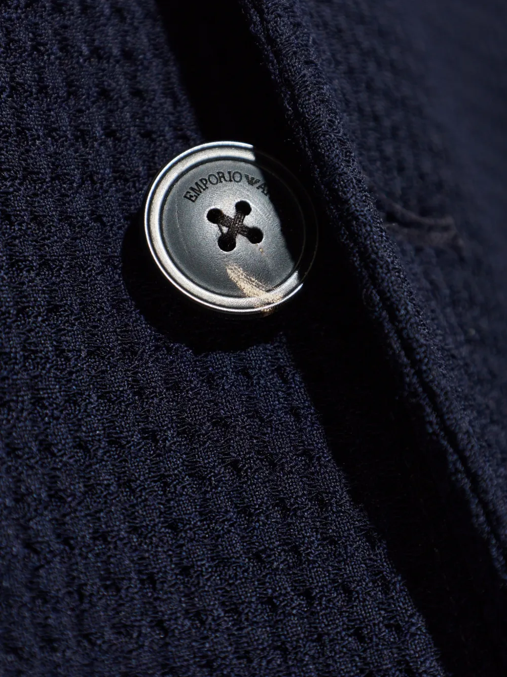 Emporio Armani Seersucker blazer met enkele rij knopen Blauw