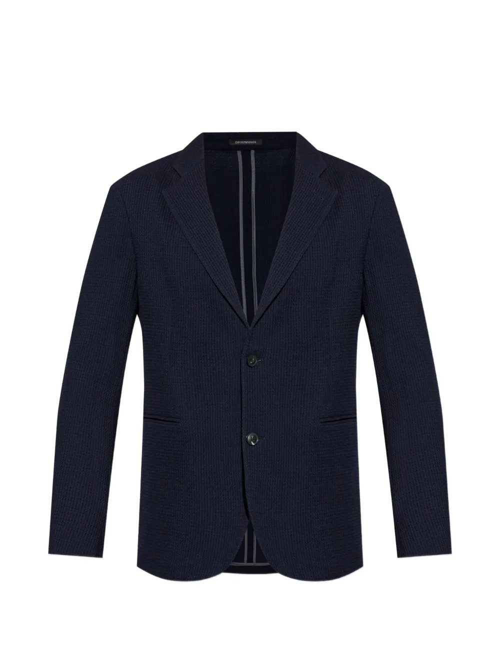 Emporio Armani single-breasted seersucker blazer - Blue