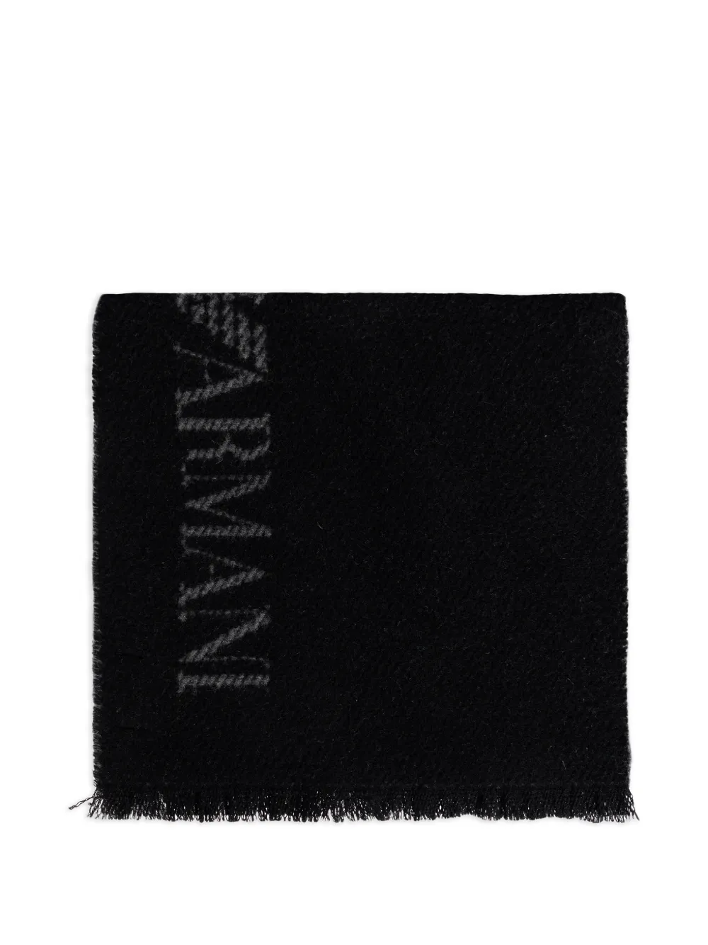 Emporio Armani logo-detail fringed scarf - Nero