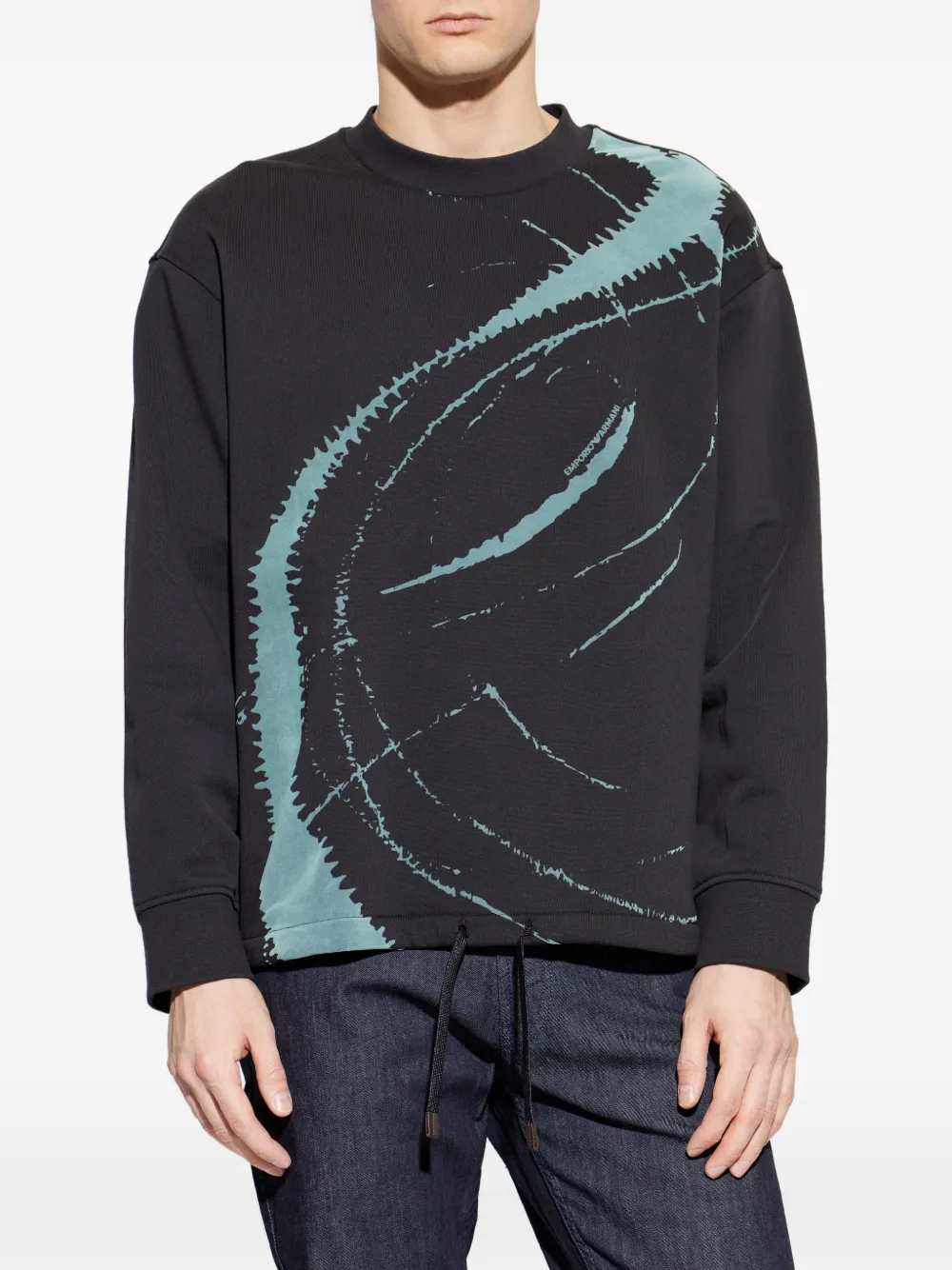 Emporio Armani Sweater met trekkoord en grafische print Zwart