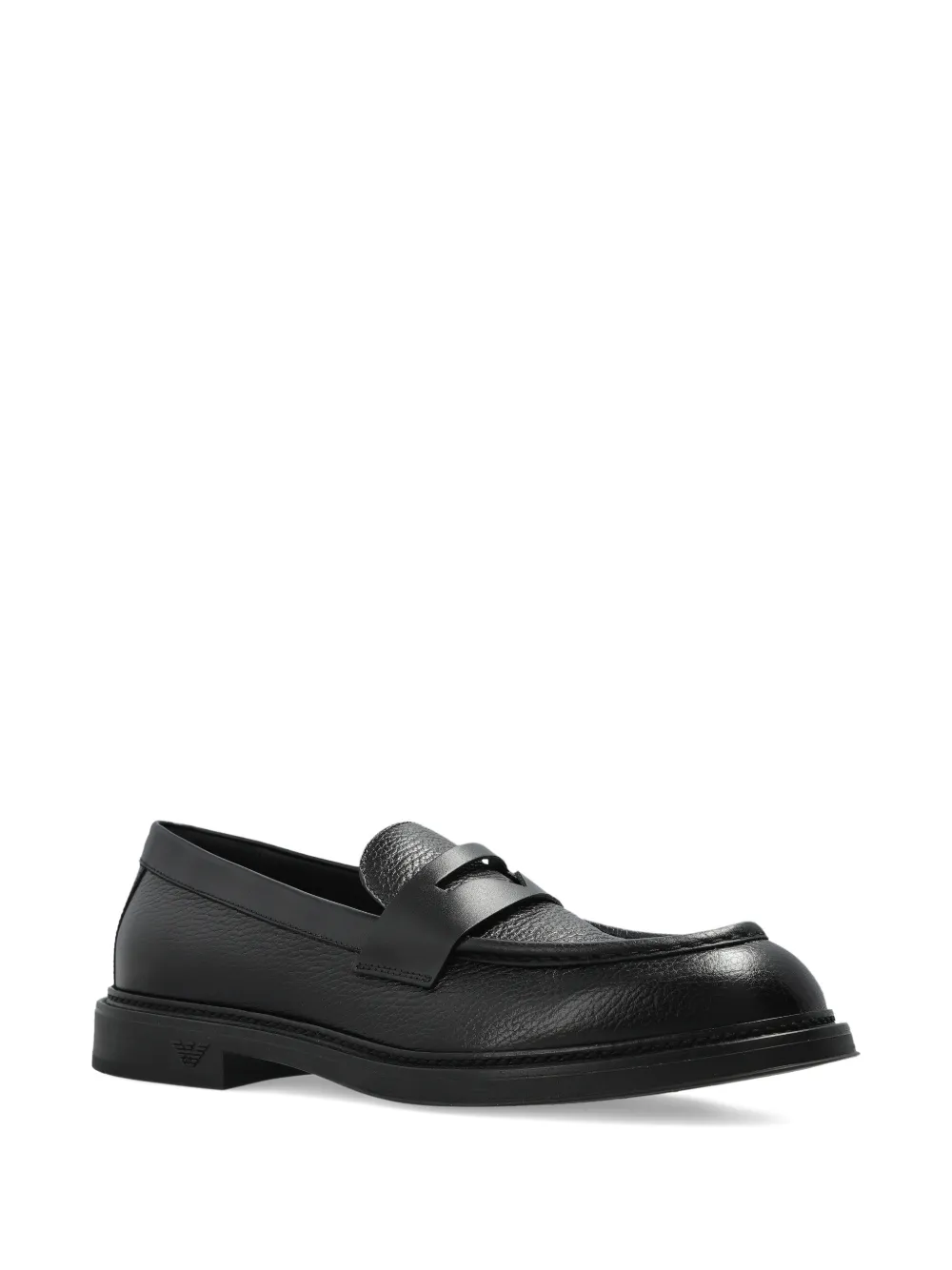 Emporio Armani Leren loafers Zwart