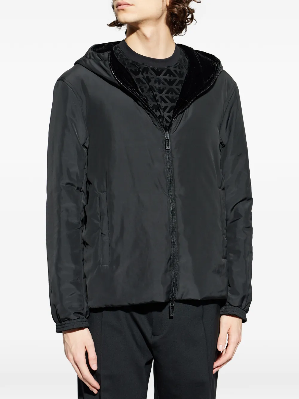 Emporio Armani Omkeerbaar jack met capuchon Zwart