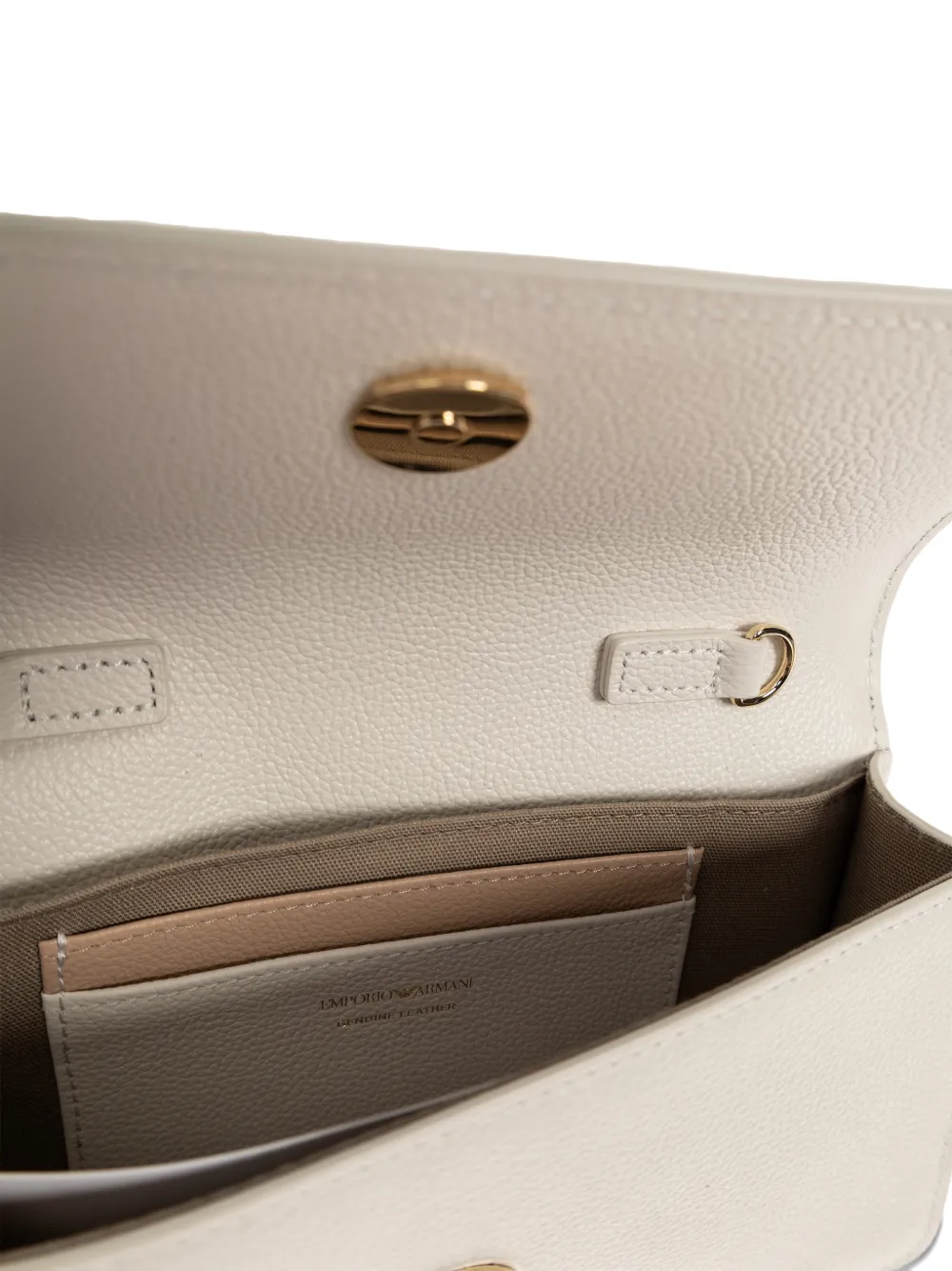 Emporio Armani Leren clutch met ketting Beige