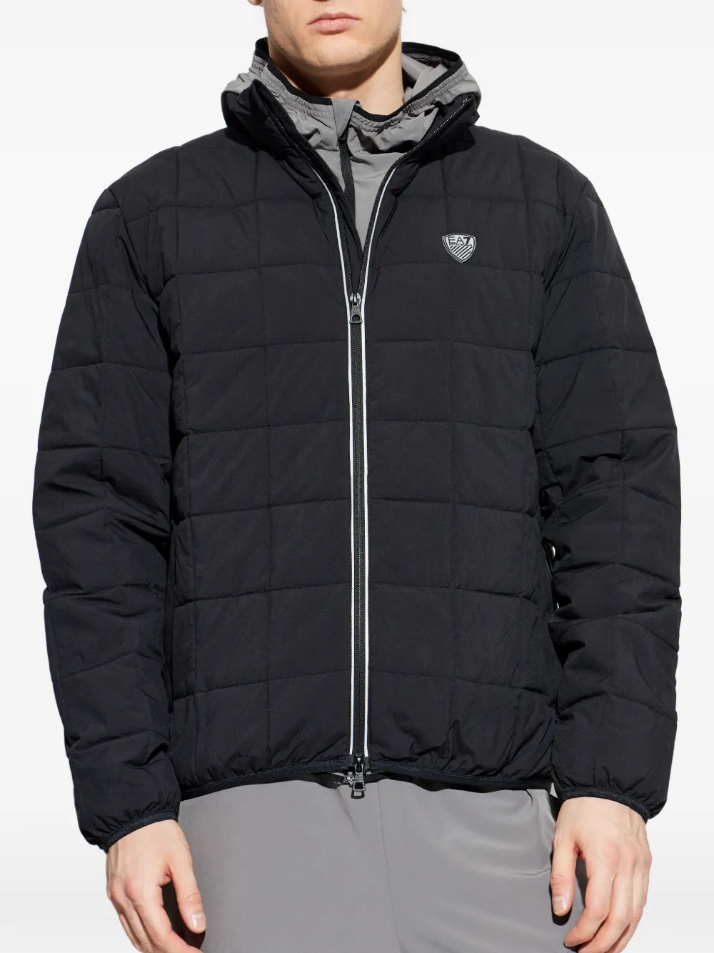 Ea7 Emporio Armani Gewatteerd jack met logopatch Zwart