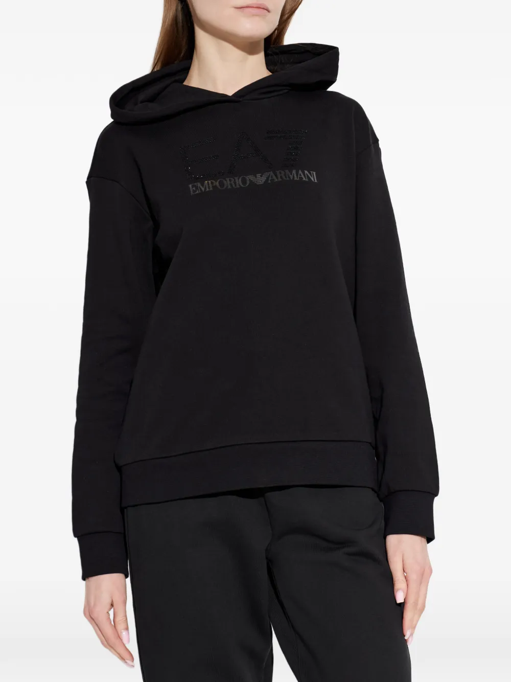 Ea7 Emporio Armani Hoodie met logodetail Zwart