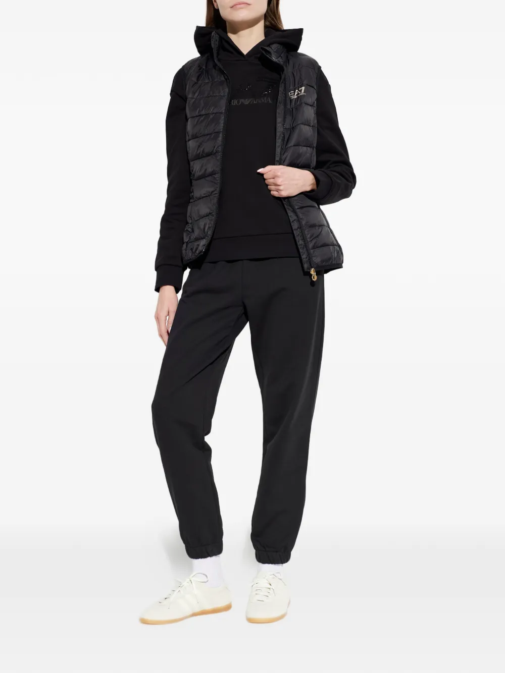 Ea7 Emporio Armani Hoodie met logodetail Zwart