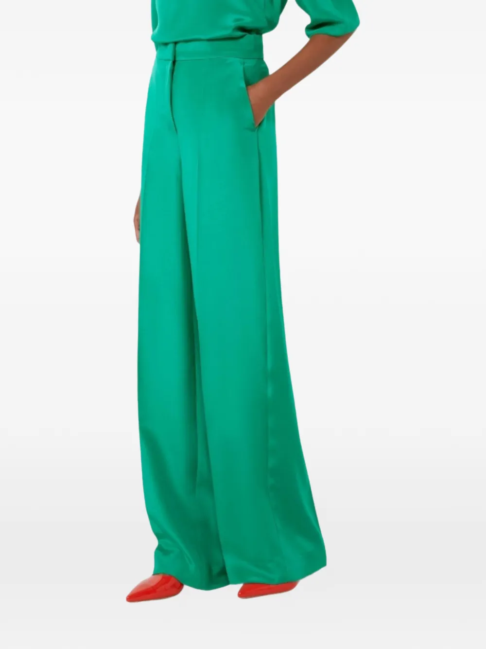 Max Mara Mxepalanca broek met wijde pijpen Groen