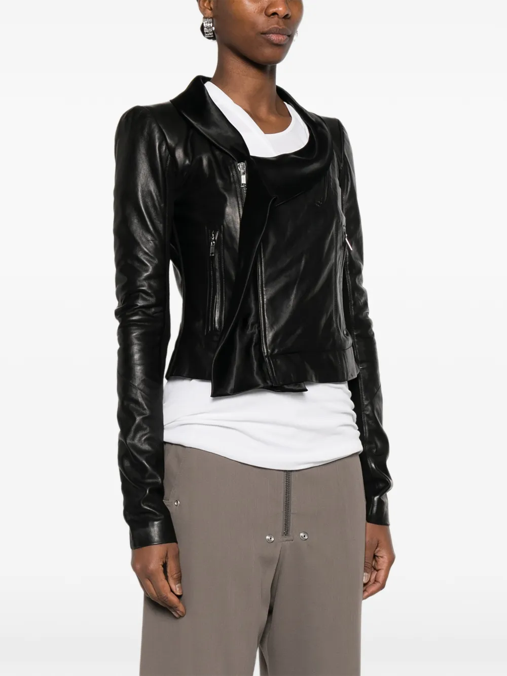  Rick Owens Zip Draped Jacket - Black 
