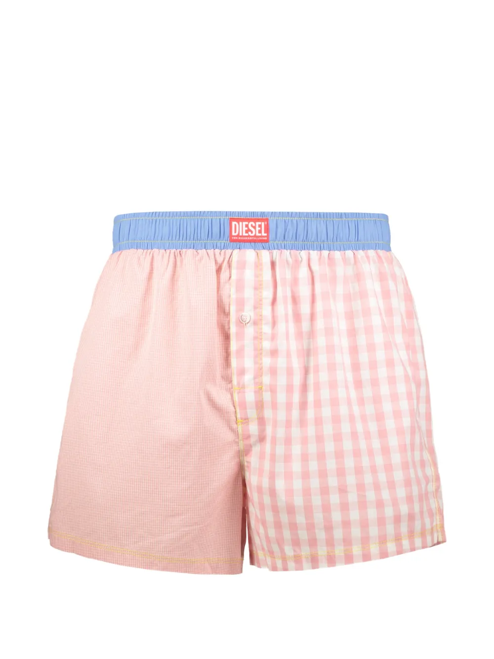 Diesel gingham-pattern logo-detail boxer - Rosa