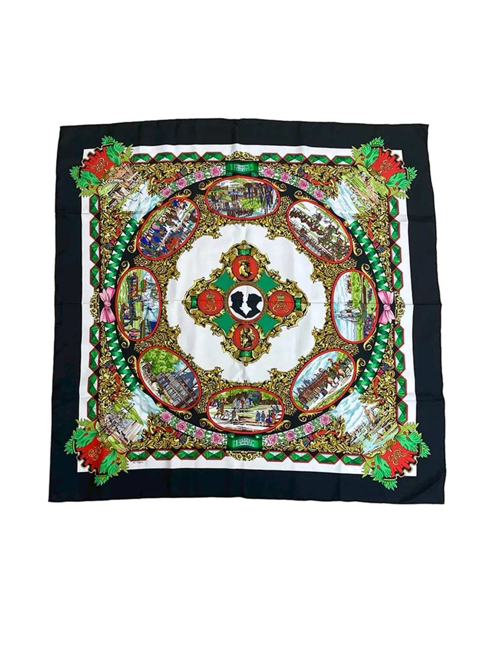Hermès Pre-Owned 2000-2010 L Entente Cordiale Silk Scarf 90 scarves - Nero