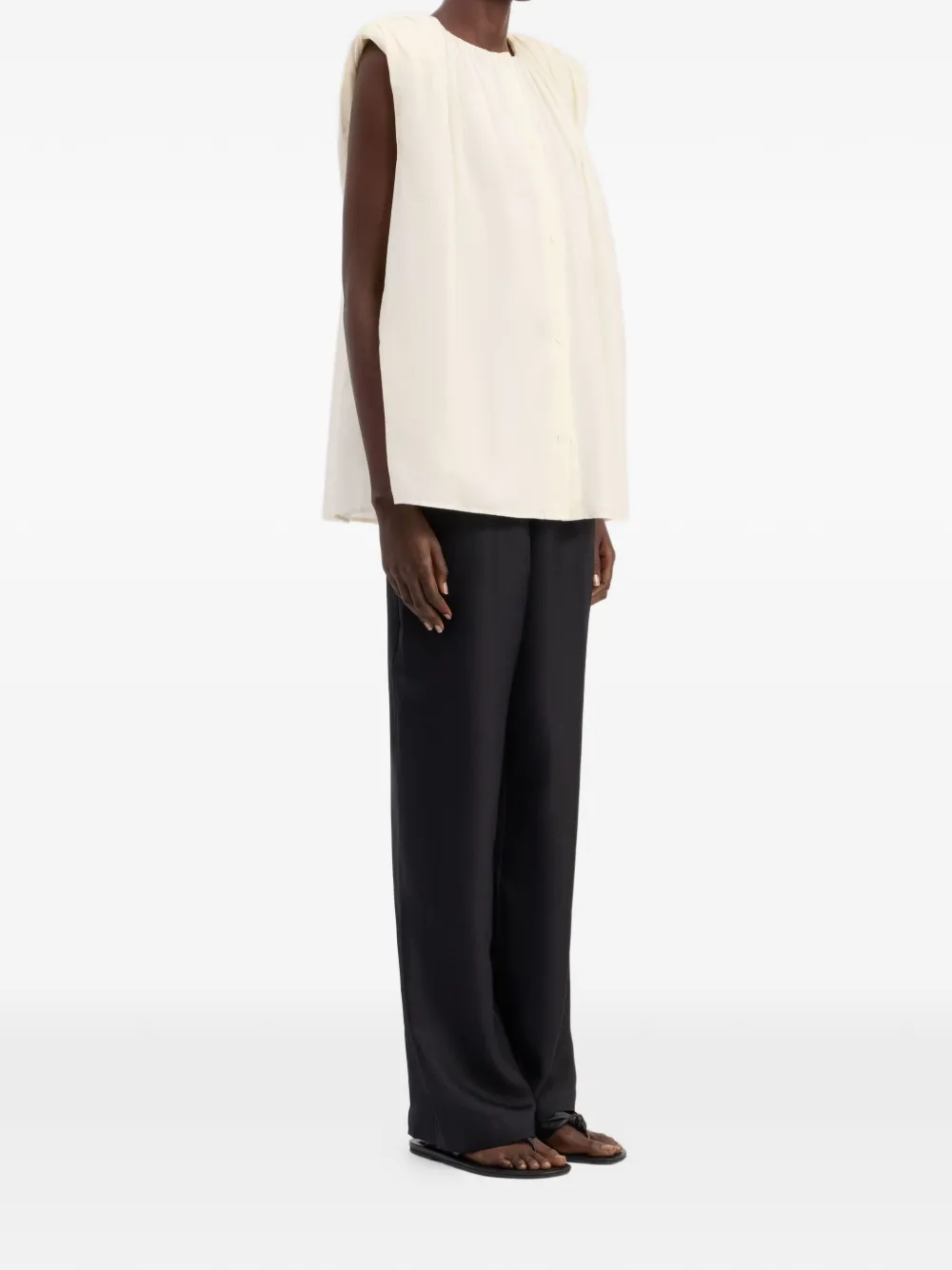 LouLou de Saison Top met knoopsluiting Beige