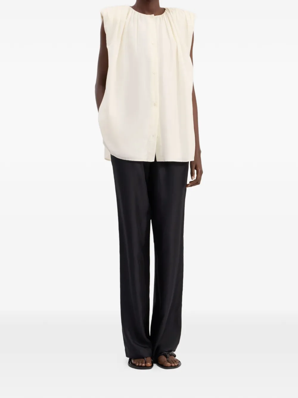 LouLou de Saison Top met knoopsluiting Beige
