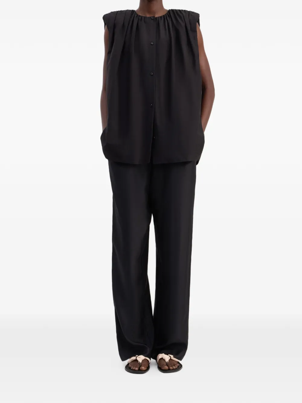 LouLou de Saison Top met knoopsluiting Zwart