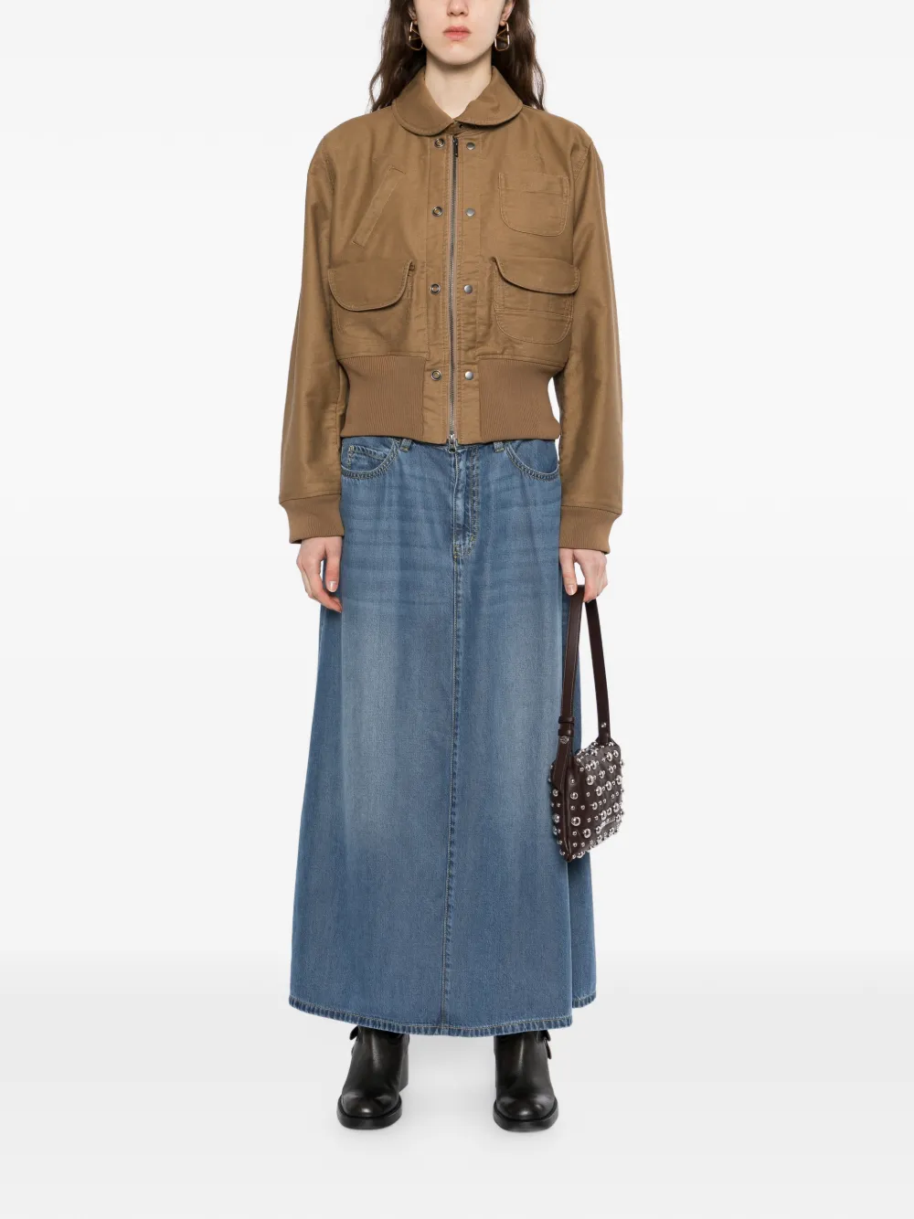 Logo-Patched A-Line Skirt