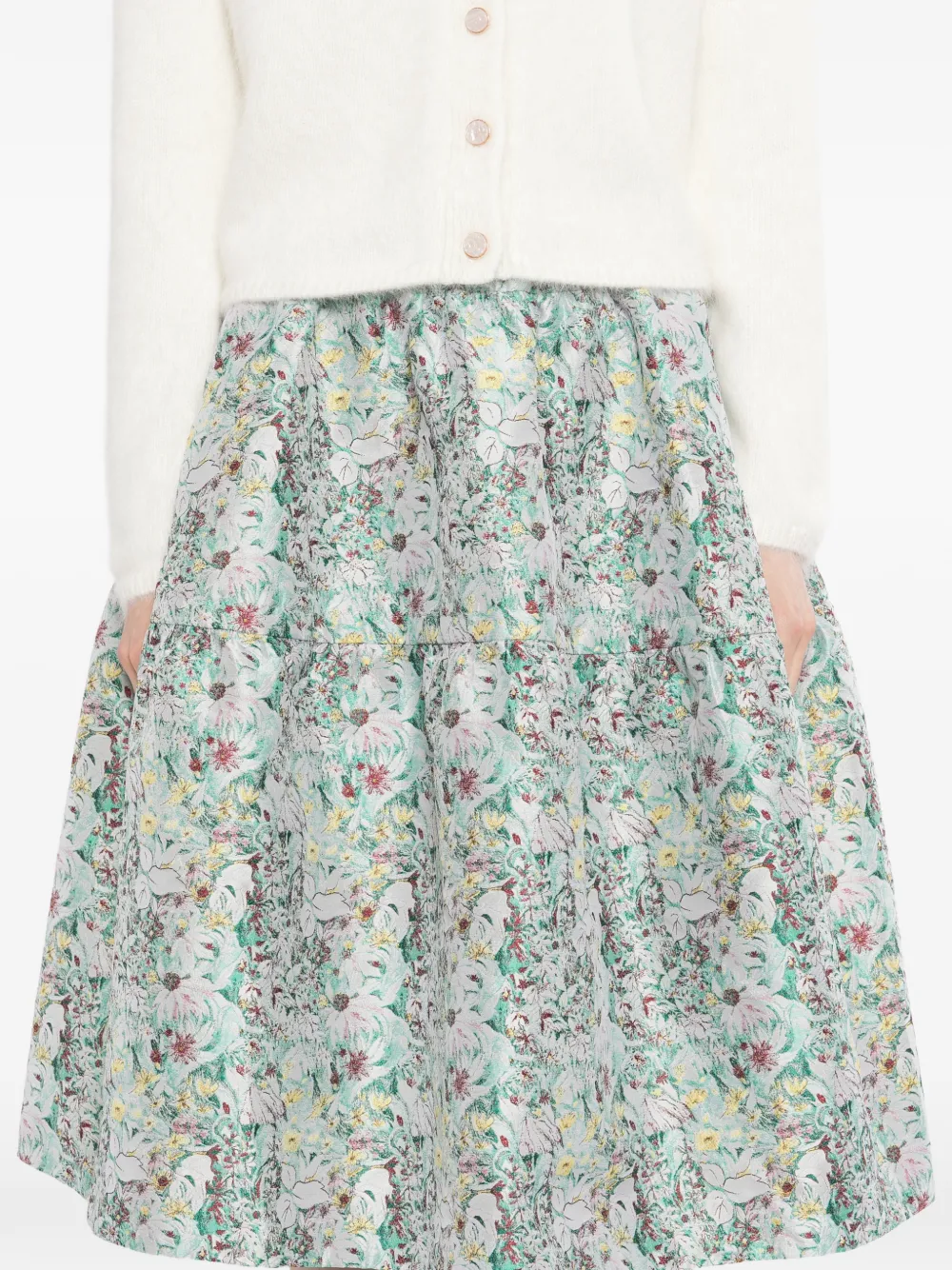 JNBY Midi-rok met geborduurde bloemen Blauw