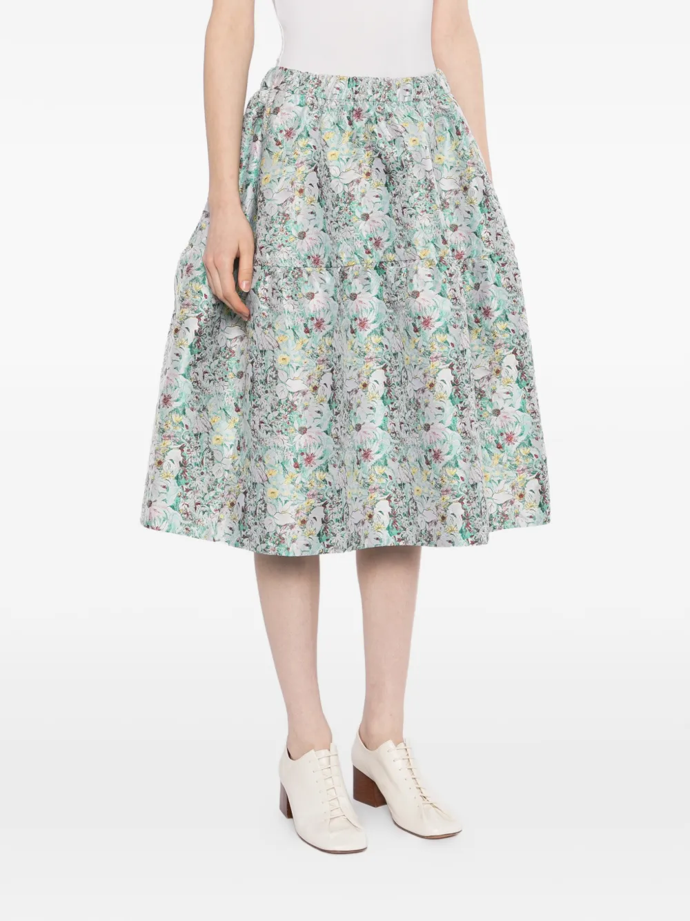 JNBY Midi-rok met geborduurde bloemen Blauw
