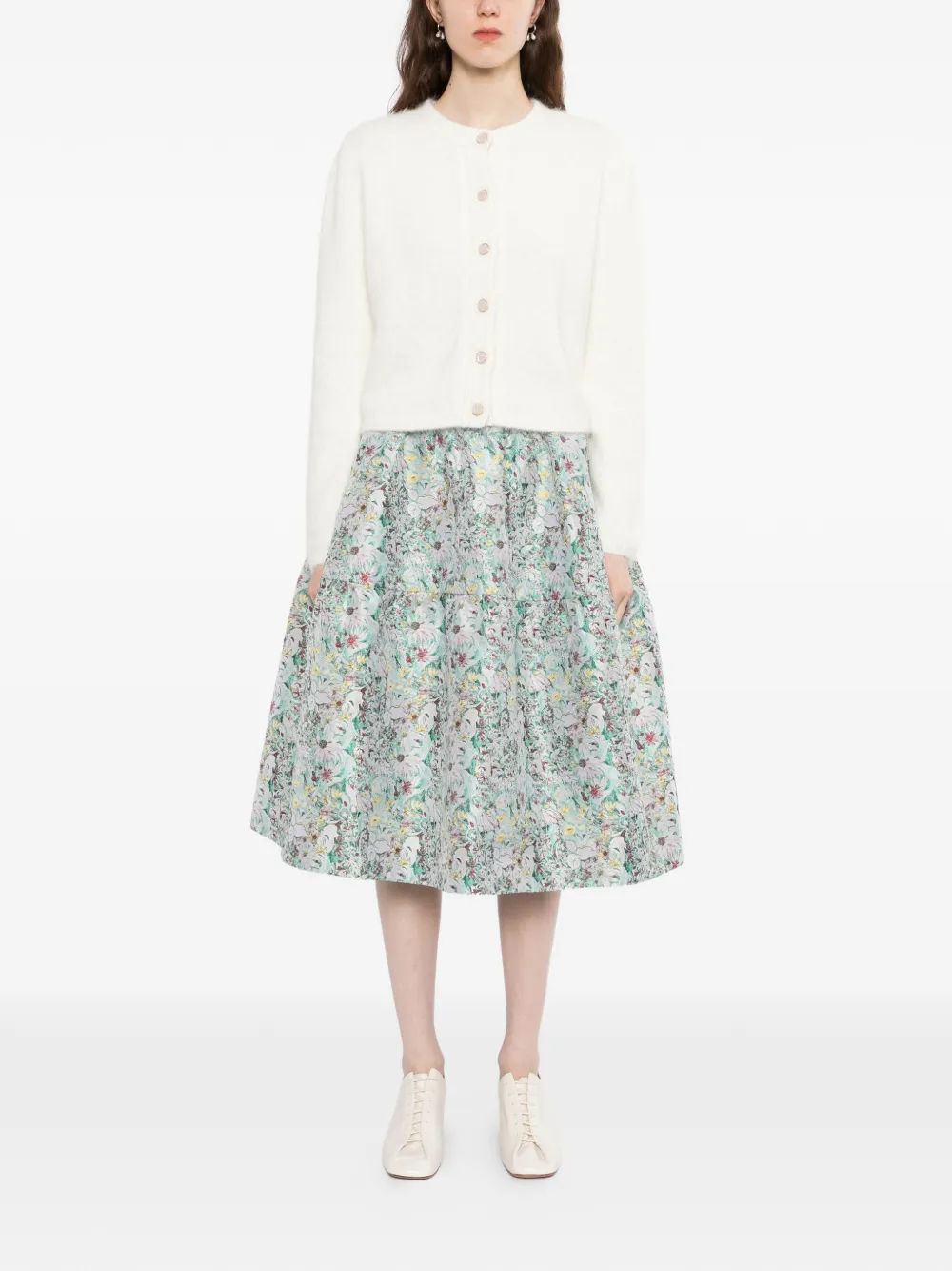 JNBY Midi-rok met geborduurde bloemen Blauw