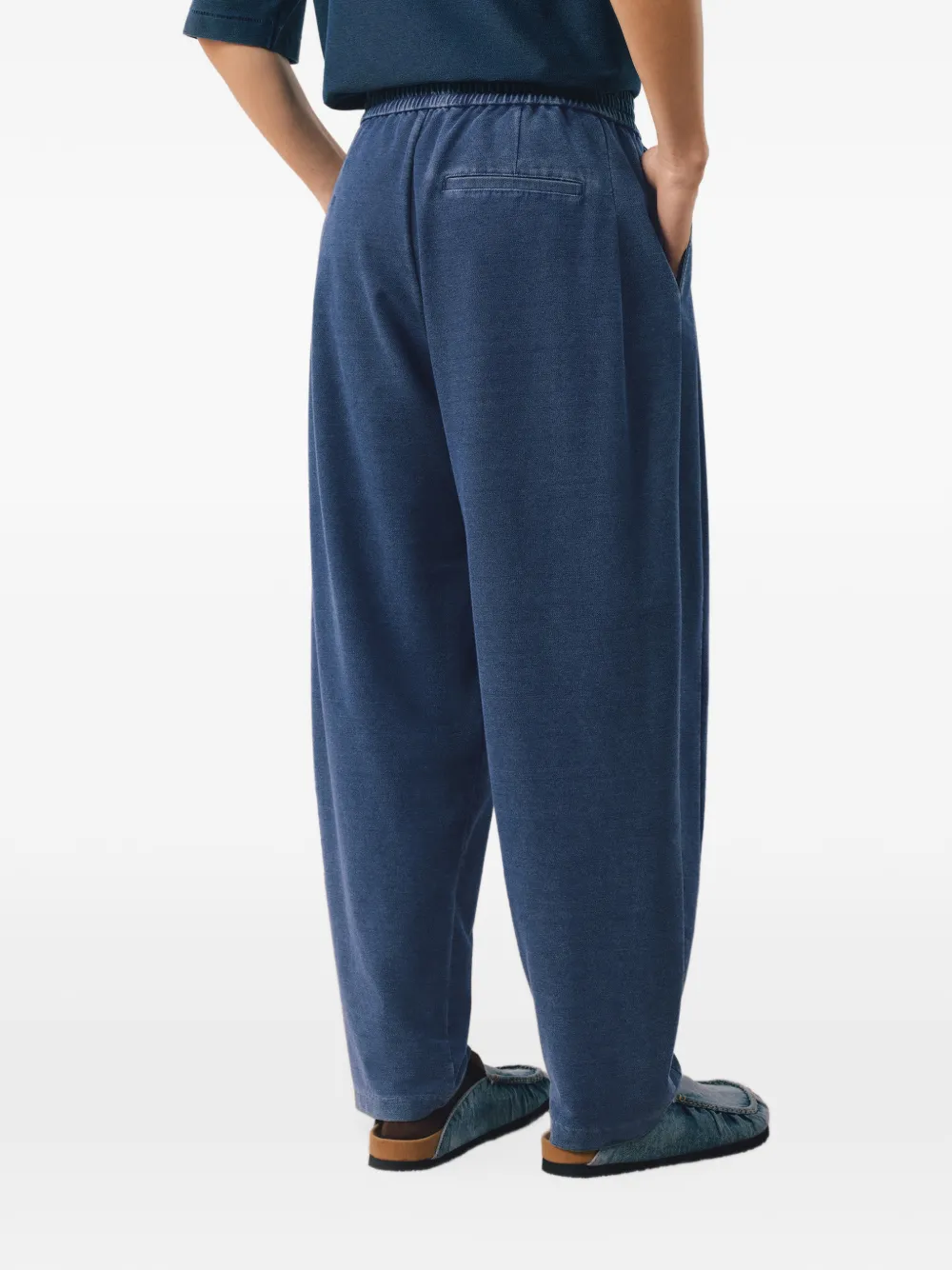 CROQUIS Gebreide broek met trekkoord en toelopende pijpen Blauw