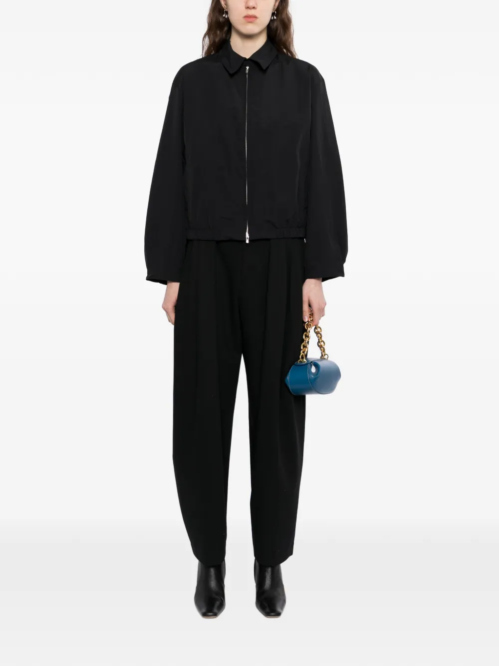 JNBY Broek met wijde pijpen en jacquard Zwart