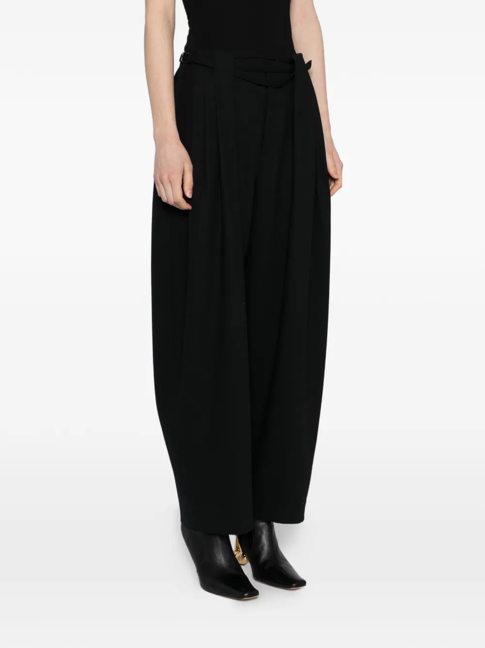 JNBY Broek met wijde pijpen en jacquard Zwart