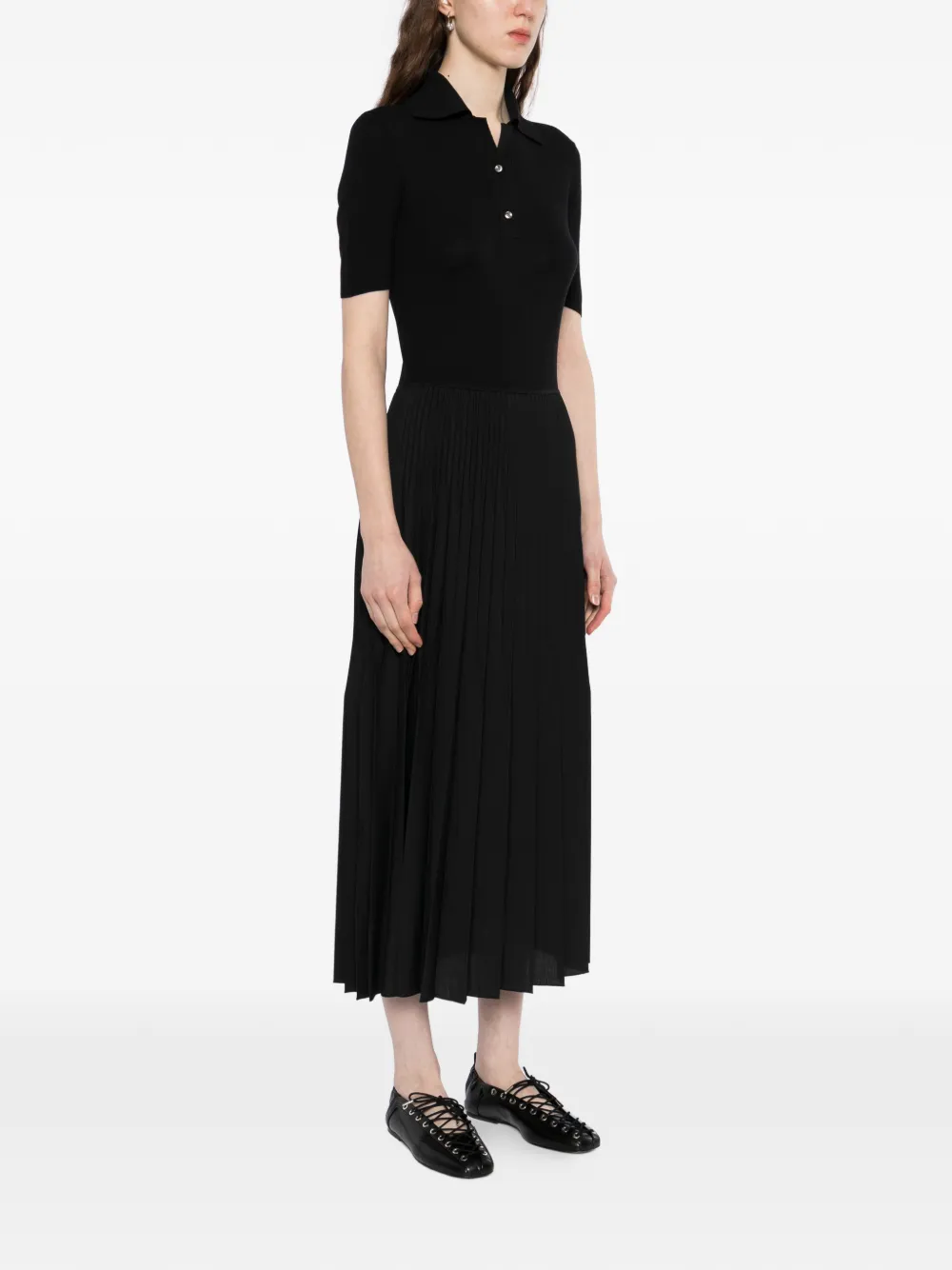  Less Vestido Largo Plisado - Negro 