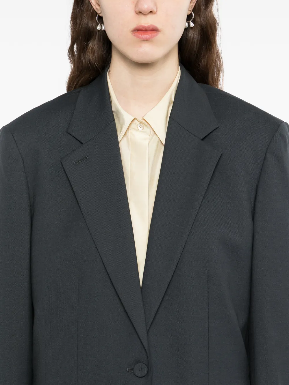 LESS Ruimvallende blazer met V-uitgesneden revers Grijs