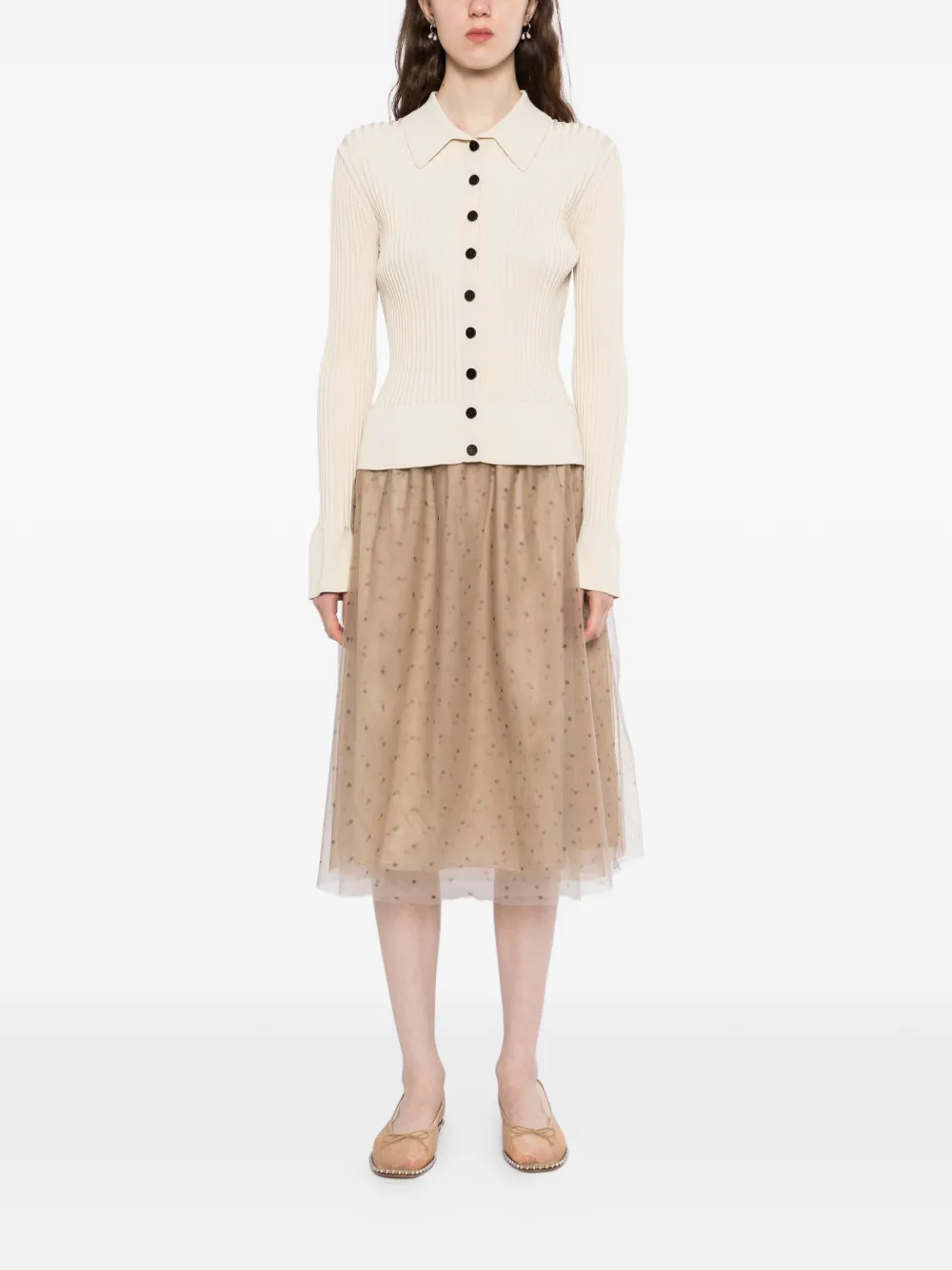 Polka-Dot Midi Skirt