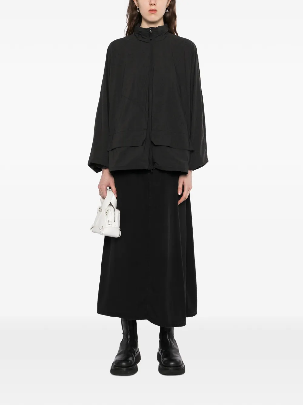  Jnby Floral-print Drawstring Jacket - Black 