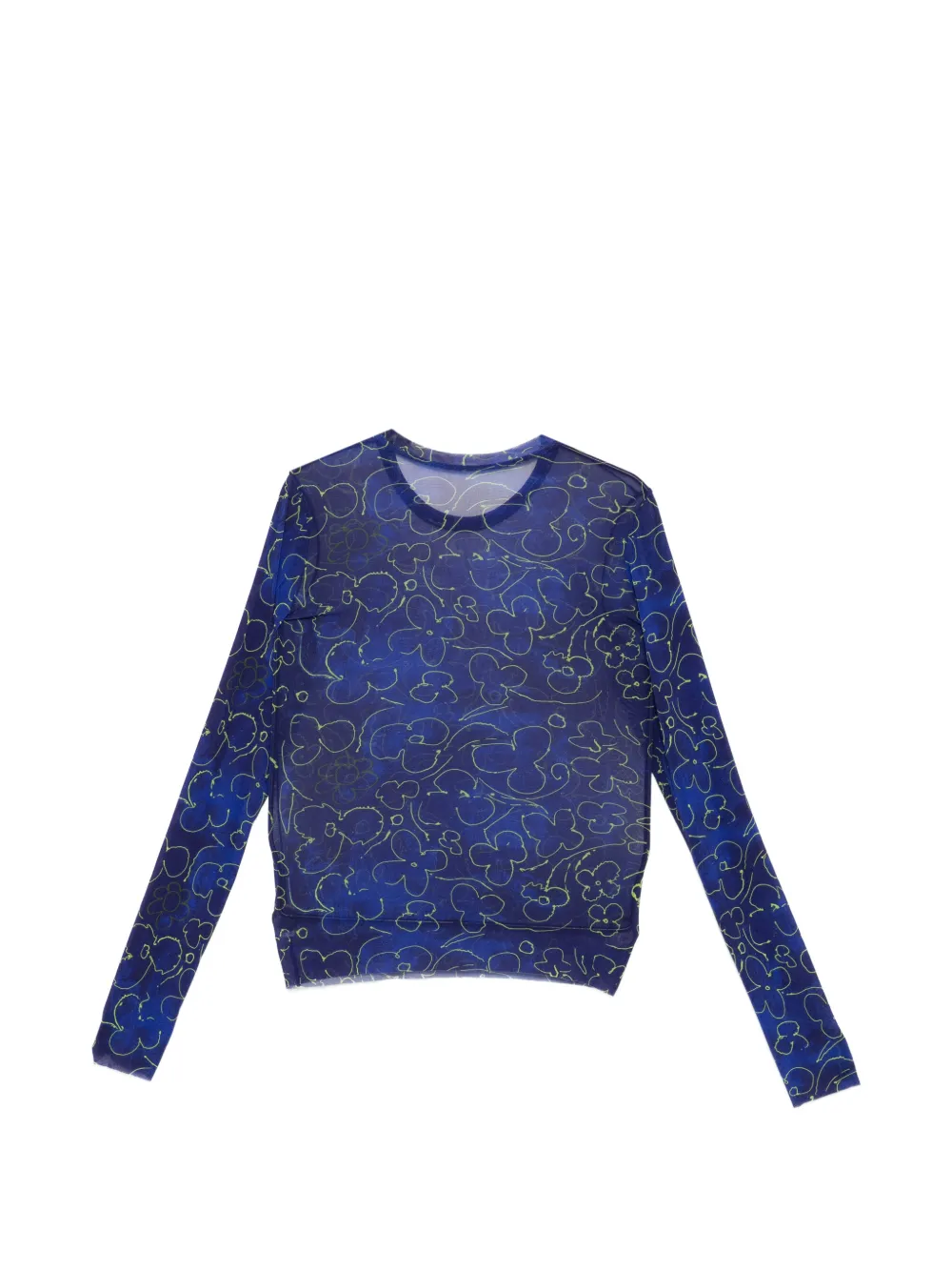  Jnby Floral Fitted Long Sleeves T-shirt - Blue 