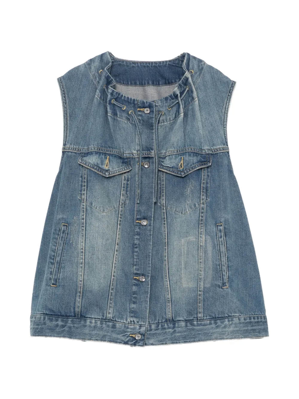 Jnby Cotton Denim Vest In Blue