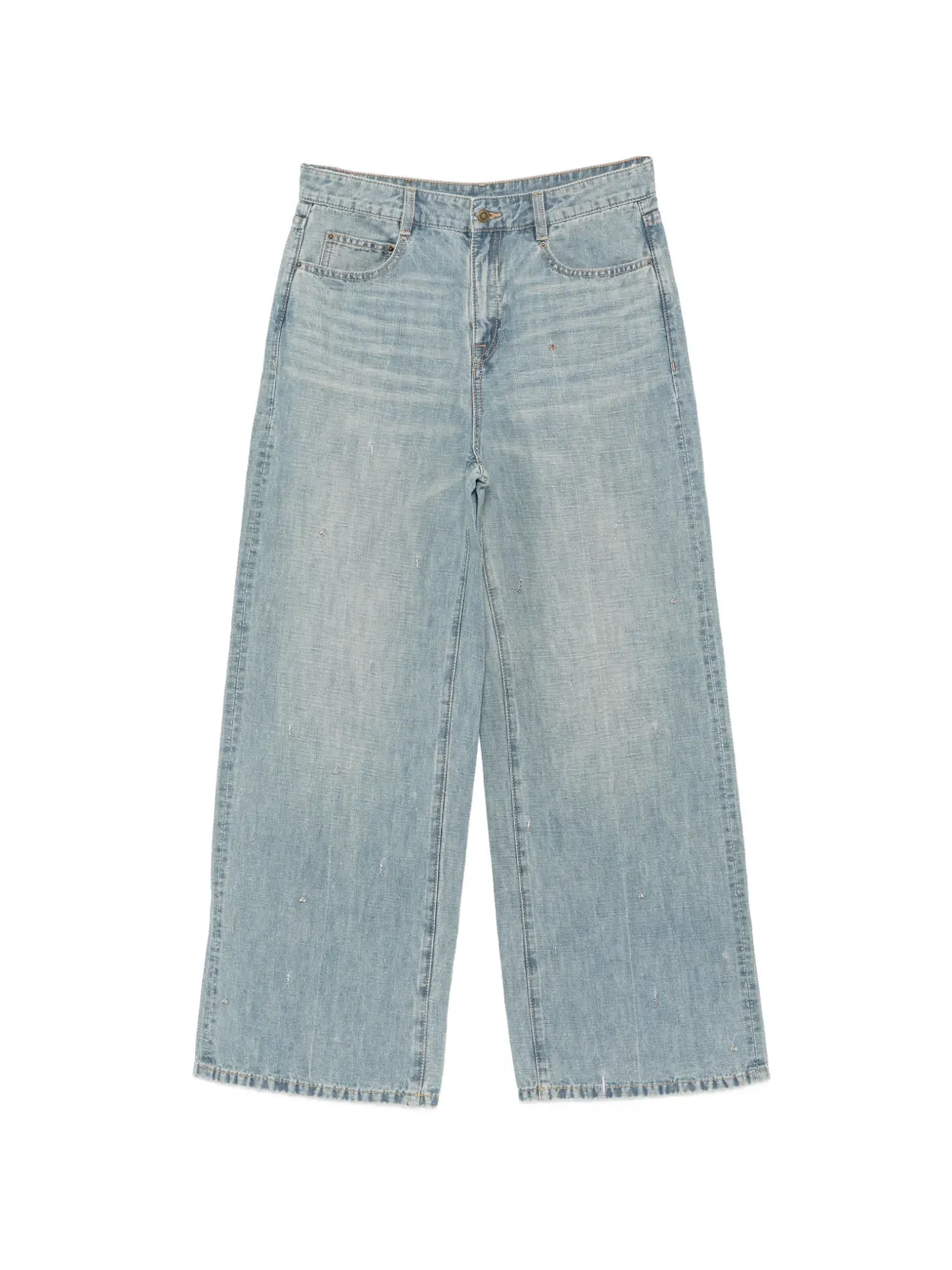 Jnby Pin-embellished Wide-leg Jeans In Blue