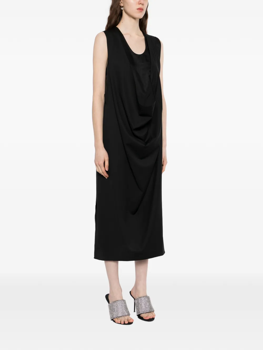 Less Vestido Midi Sin Mangas - Negro 