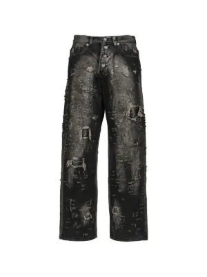 THUG CLUB Leather Washing Jeans | Black | FARFETCH