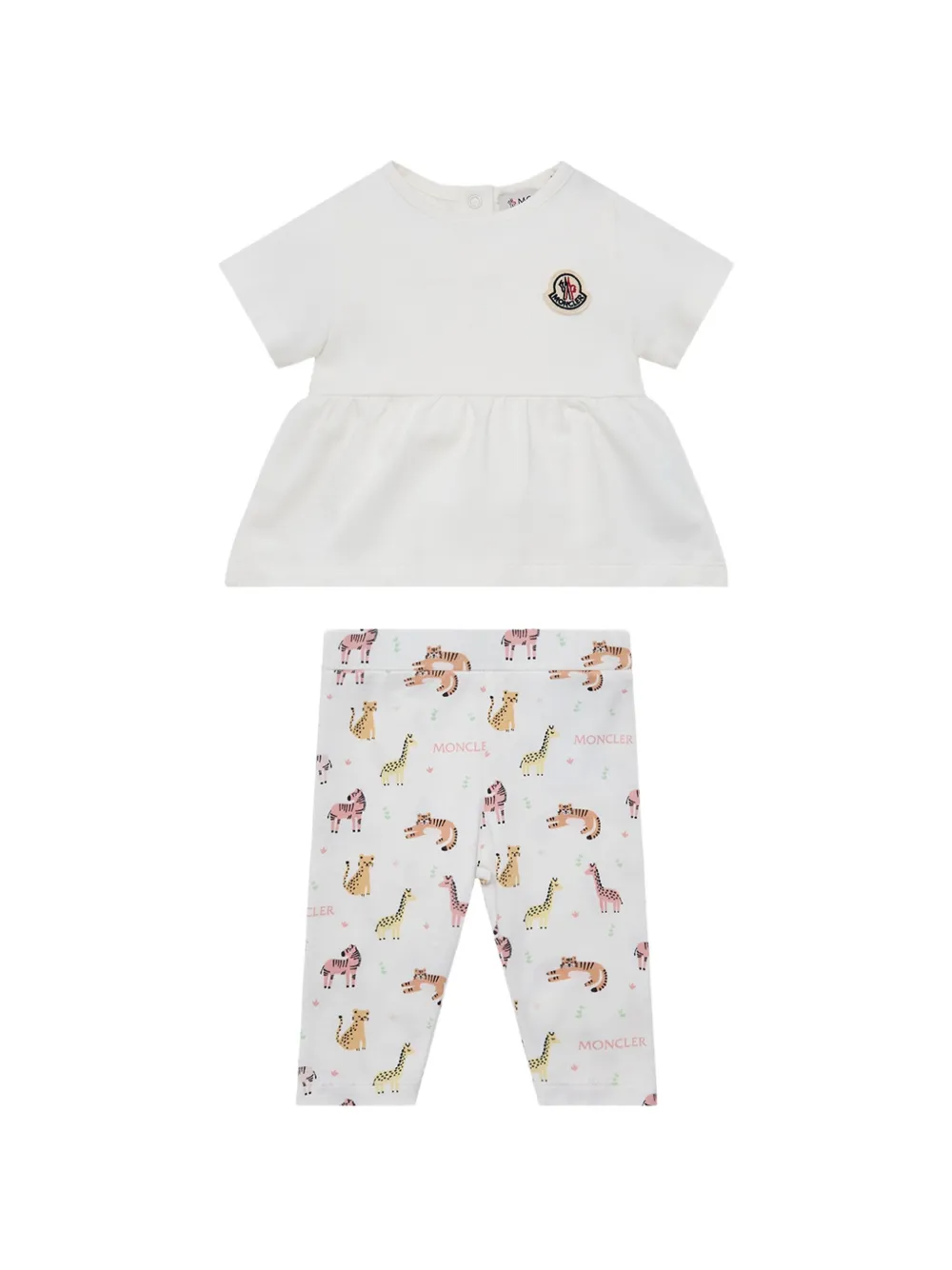 Moncler Enfant Broek set met dierenprint Wit