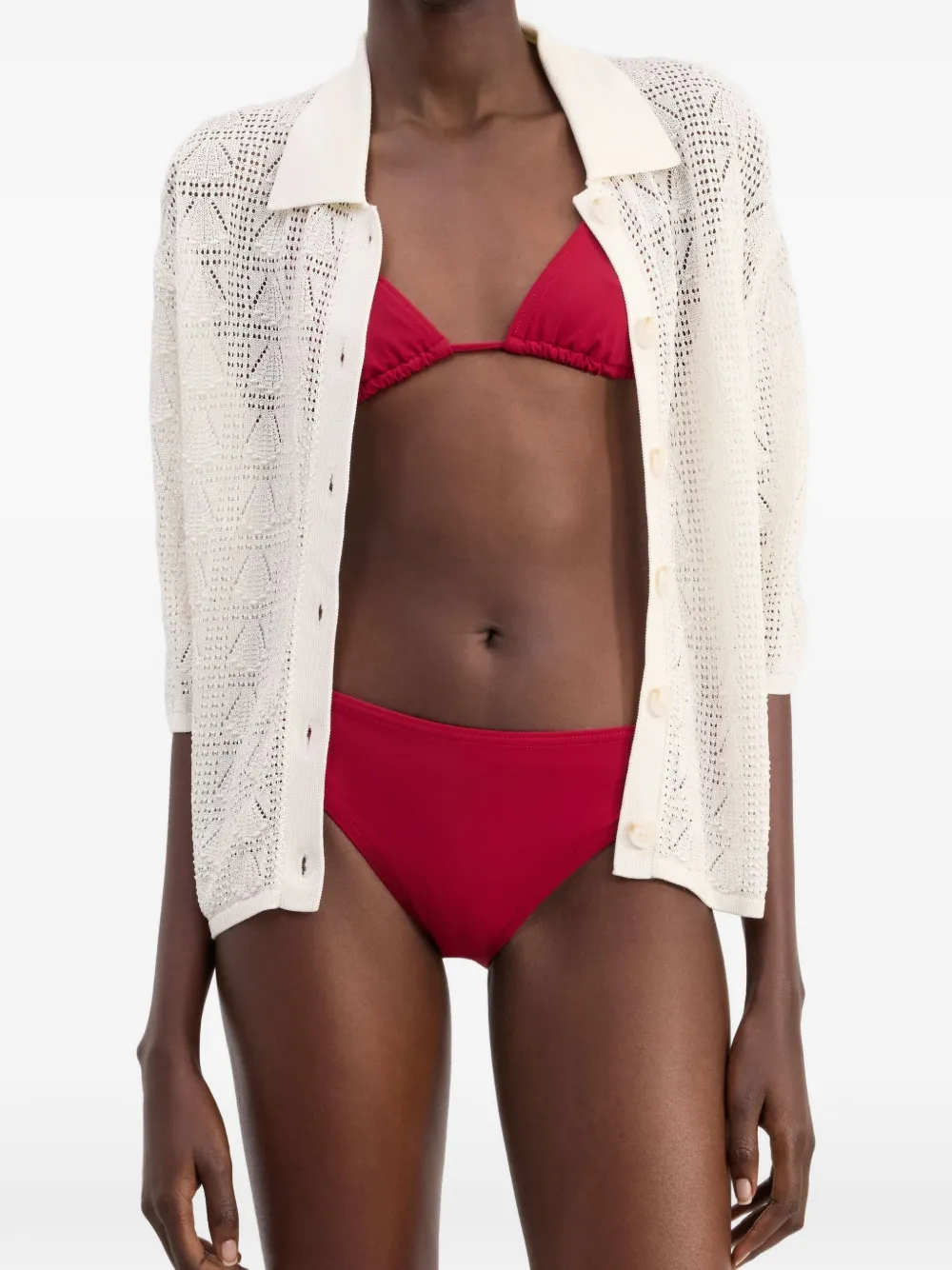  Loulou De Saison Top De Bikini Con Forma Triangular - Rojo 