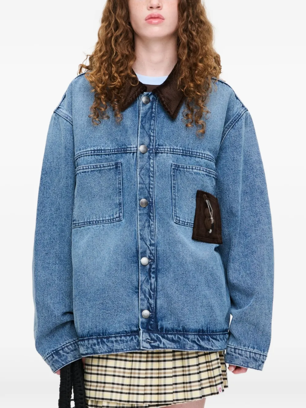 Charles Jeffrey Lover Jack met ribfluwelen kraag Blauw