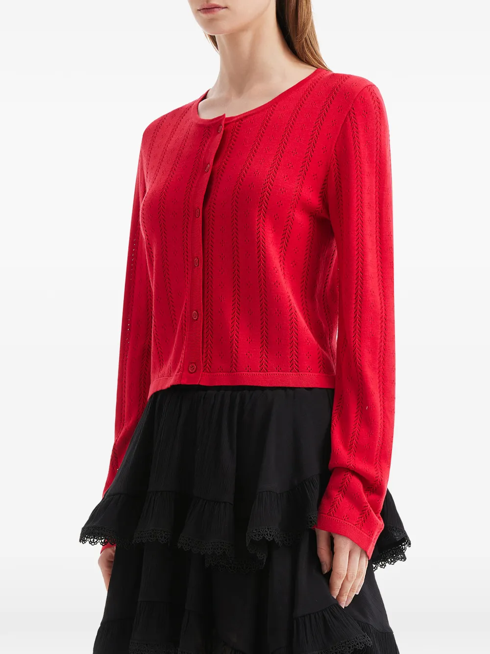 tout a coup Opengebreid vest Rood