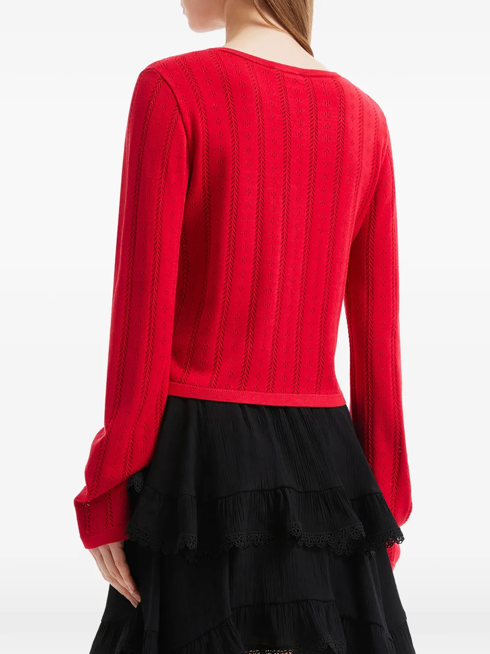tout a coup Opengebreid vest Rood