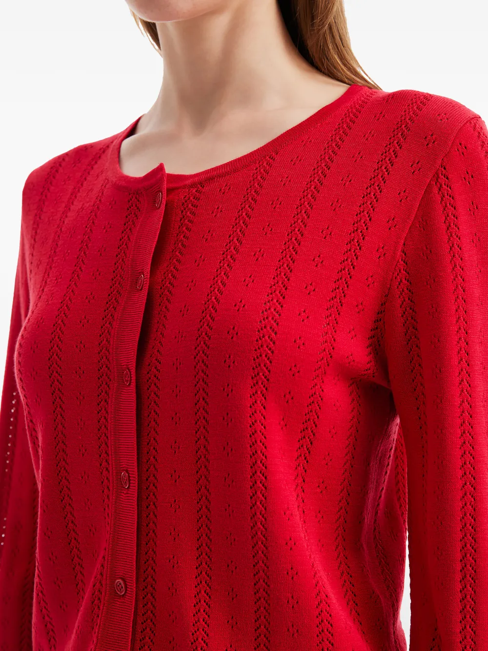 tout a coup Opengebreid vest Rood