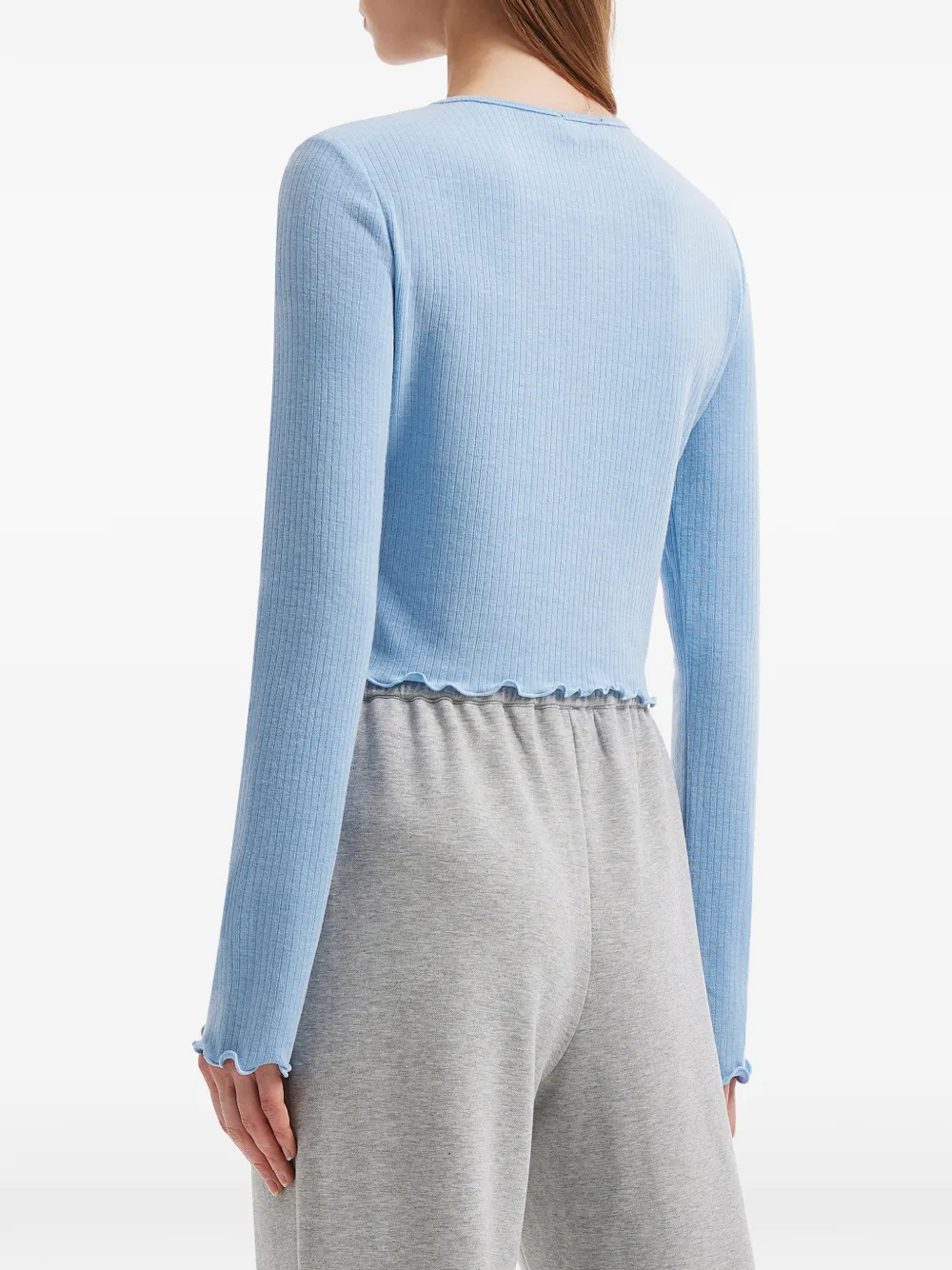 tout a coup Geribbeld vest met ruche afwerking Blauw