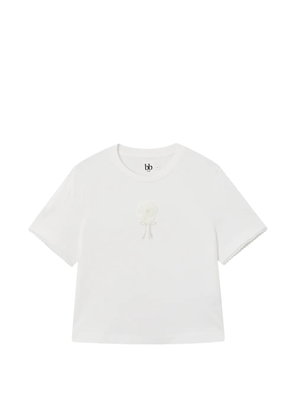 b+ab T-shirt con bordo in pizzo - Bianco