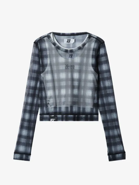 izzue plaid long-sleeved top
