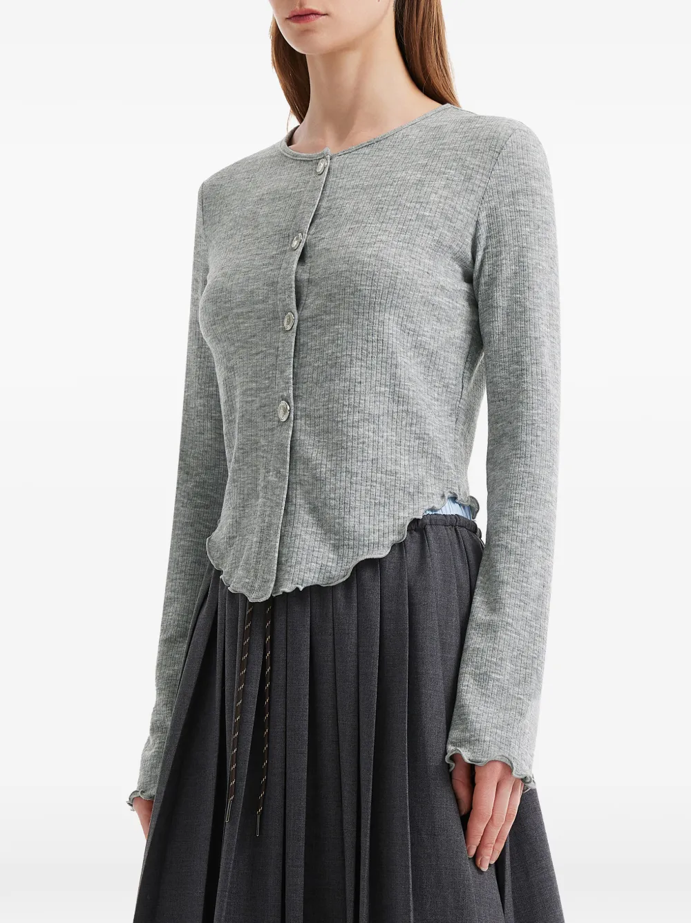 tout a coup Vest met ruche afwerking en knopen Grijs