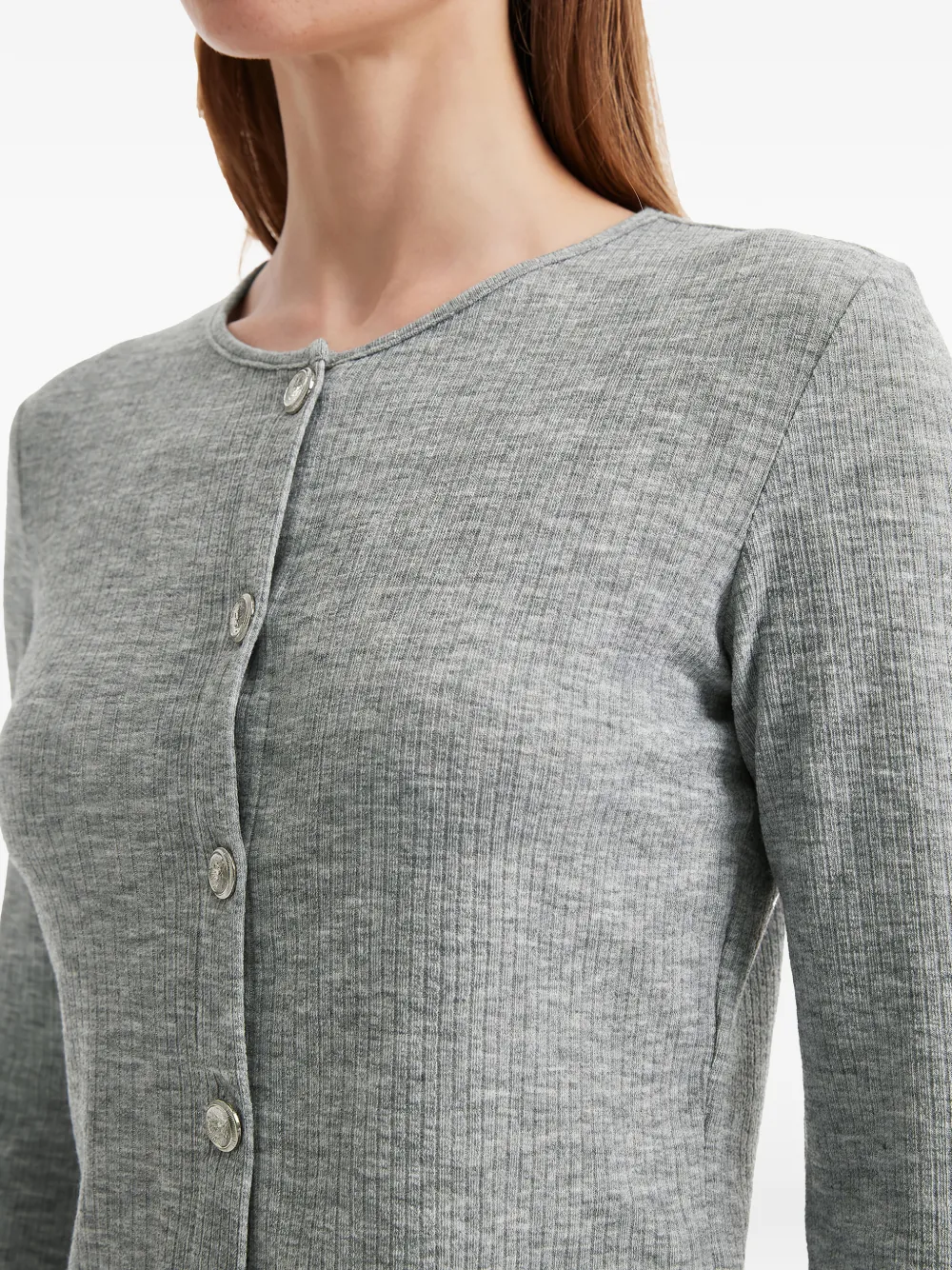 tout a coup Vest met ruche afwerking en knopen Grijs