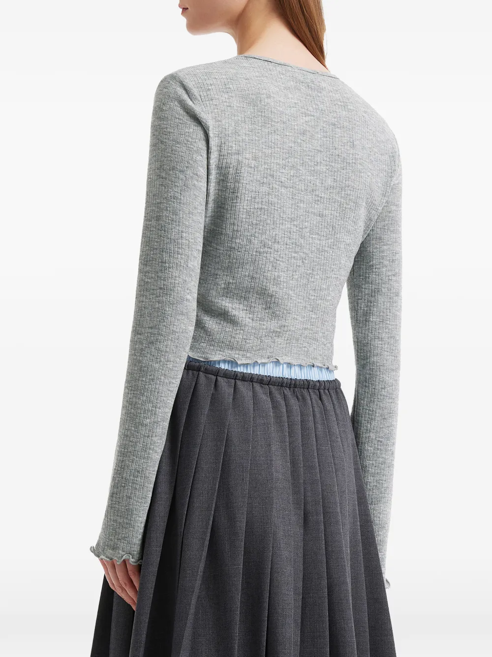 tout a coup Vest met ruche afwerking en knopen Grijs