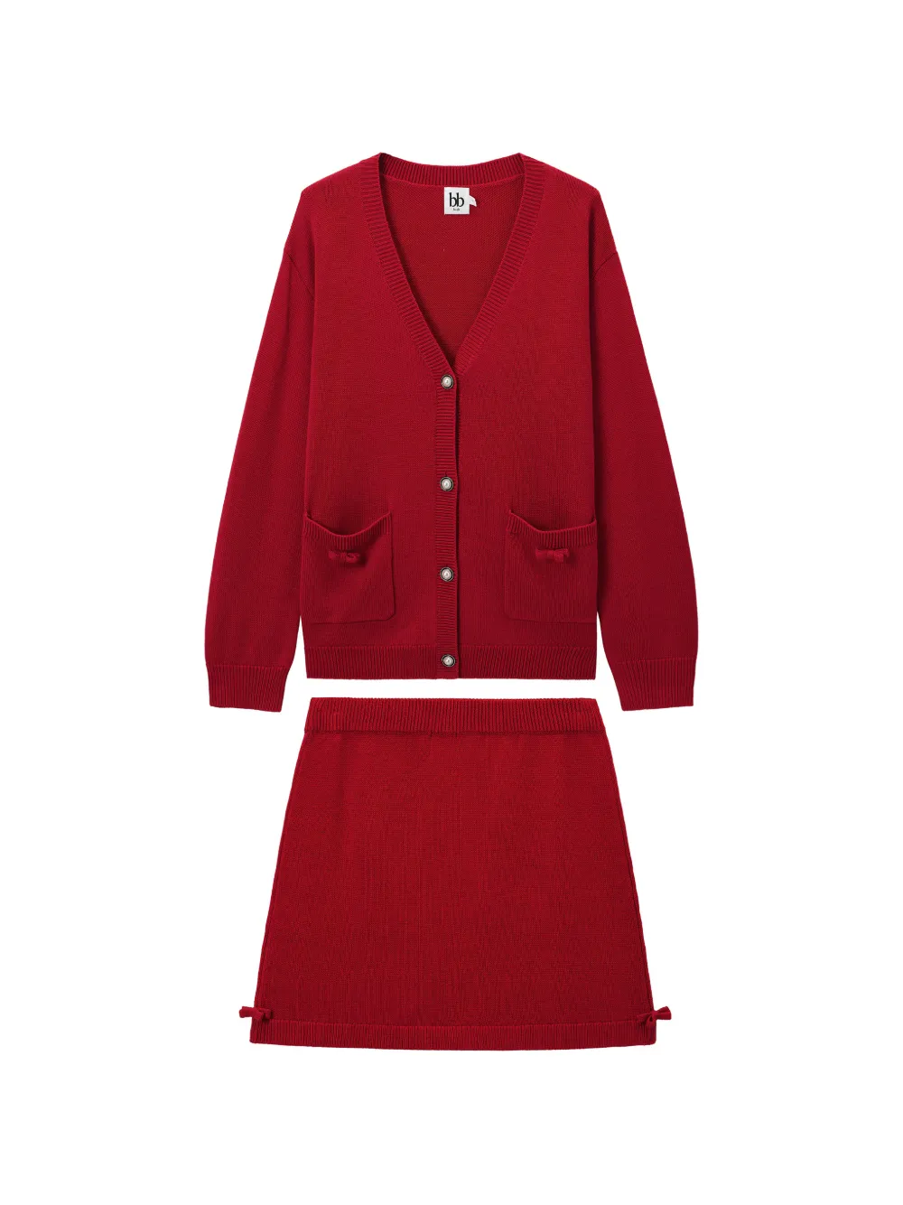 b+ab Set gonna con bottoni - Rosso